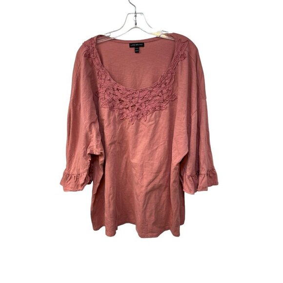 Lane Bryant Mauve Relaxed Fit Blouse Embroidered Plus Size 26-28 Cotton Lace - Picture 1 of 8